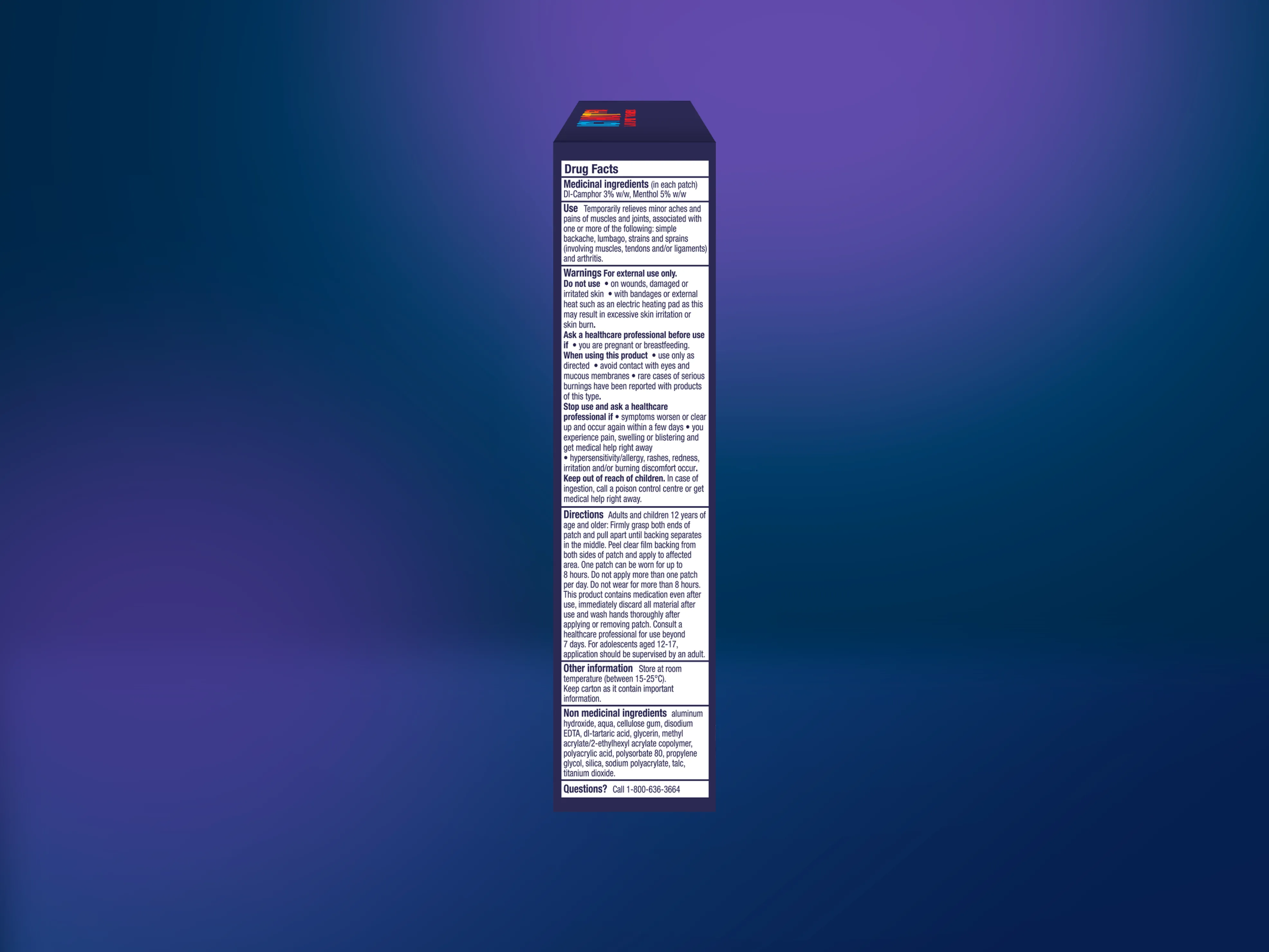 Icy Hot® PRO Pain Relief Patch: back of packaging