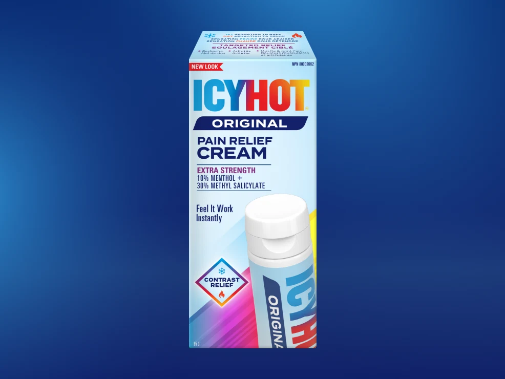 Icy Hot® Cream: front and back of packaging and tube