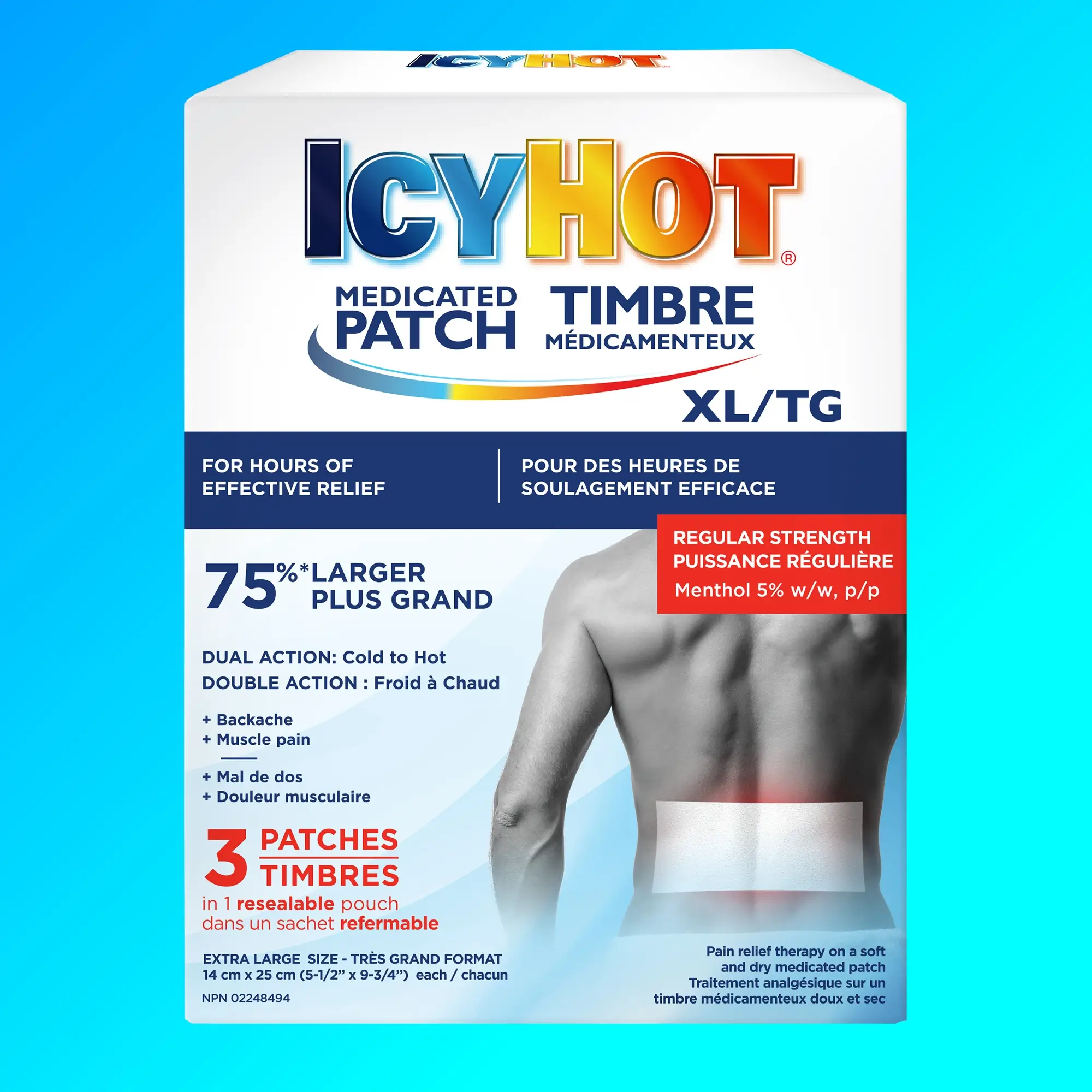 Icy Hot® Medicated XL Patch: front of packaging