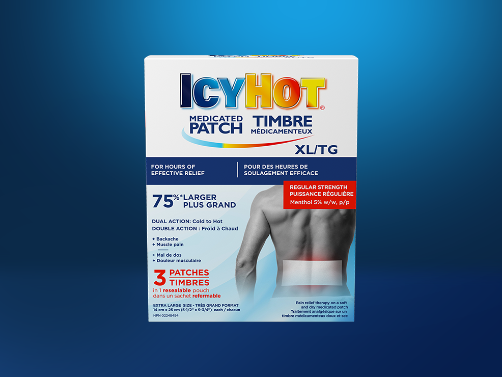 Timbre médicamenteux Icy Hot® format TG : avant de l'emballage