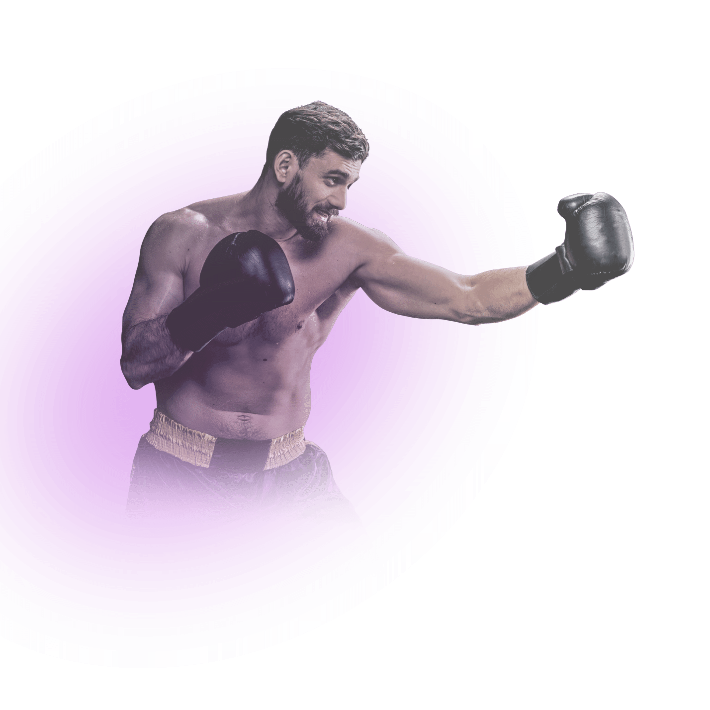 A boxer demonstrates a left-handed jab.