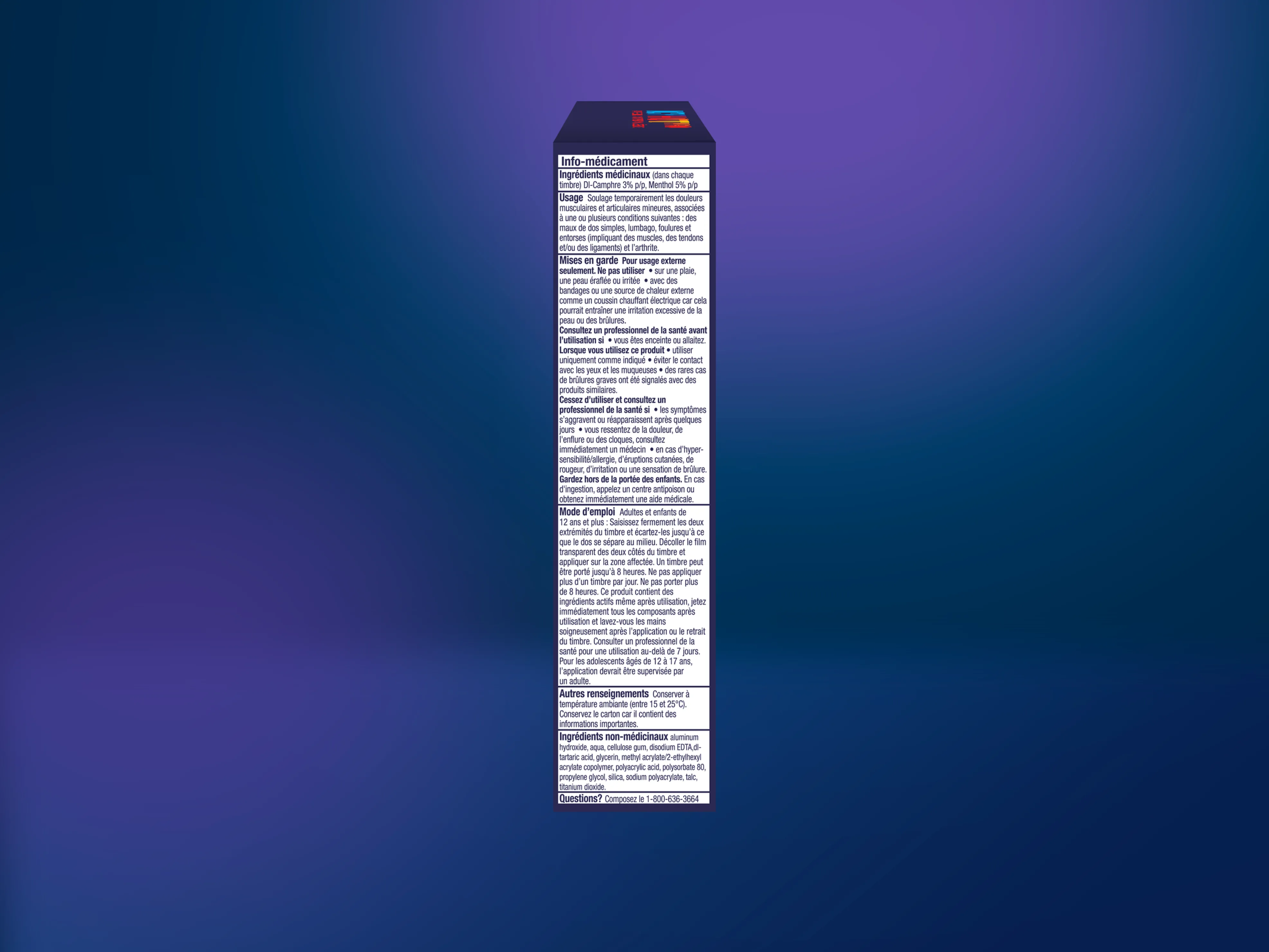 Icy Hot® PRO Pain Relief Patch: back of packaging