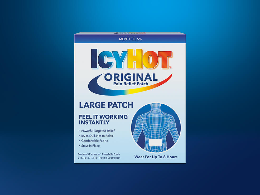 Icy Hot Pro No-Mess Pain Relief Camphor and Menthol Patches, 5 ct